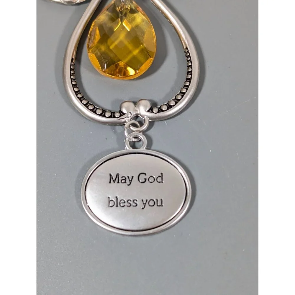 Ganz‎ May Gold Bless You Angel Ornament Glass Charm Christmas